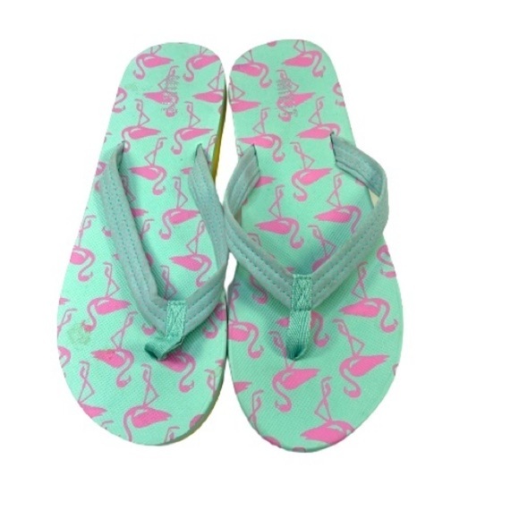 New! Mint and Pink Flamingo flipflops - Picture 1 of 5